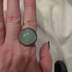 Handmade artisan Aqua Chalcedony ring size 8